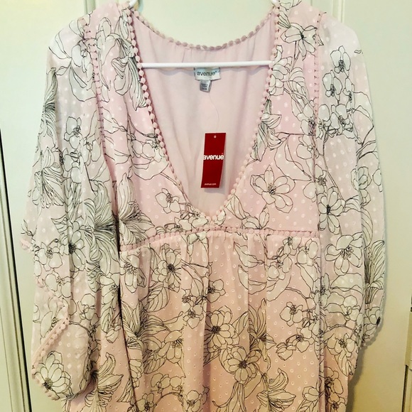 Avenue Pink chiffon Top - Picture 1 of 5